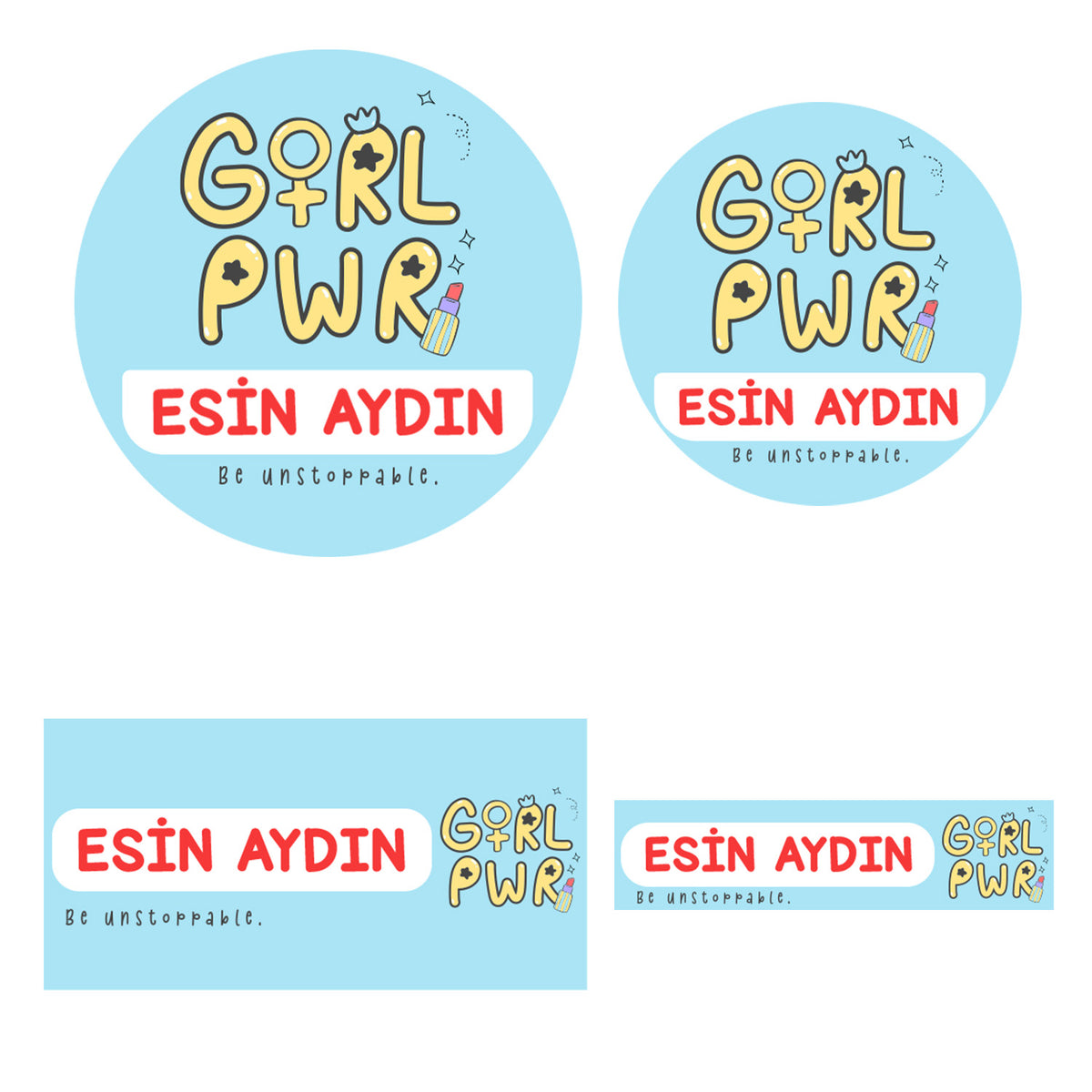 214 Adet Girl Power Temalı Kişiye Özel İsimli Okul Etiketi