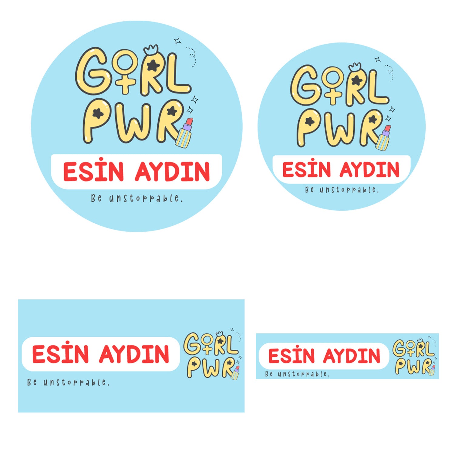 214 Adet Girl Power Temalı Kişiye Özel İsimli Okul Etiketi