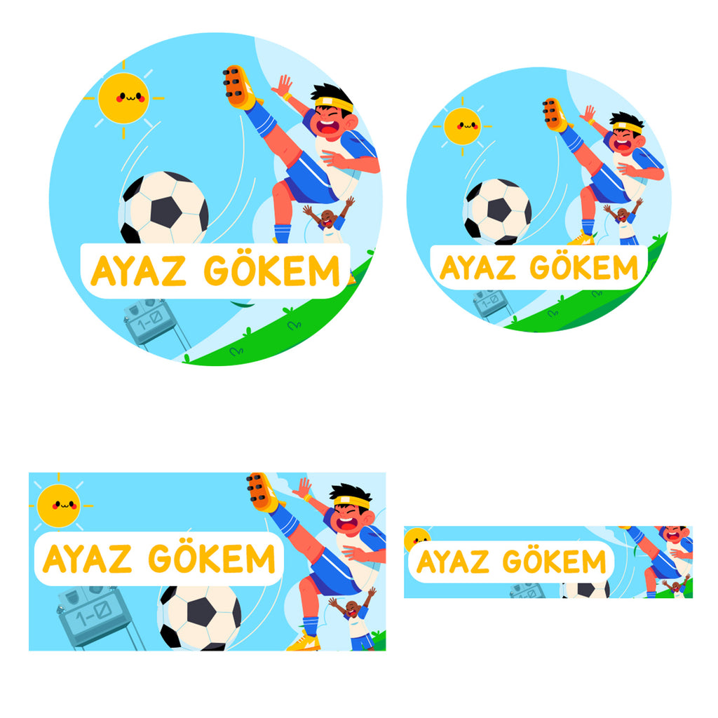 214 Adet Goal Tasarımlı Kişiye Özel İsimli Okul Etiketi