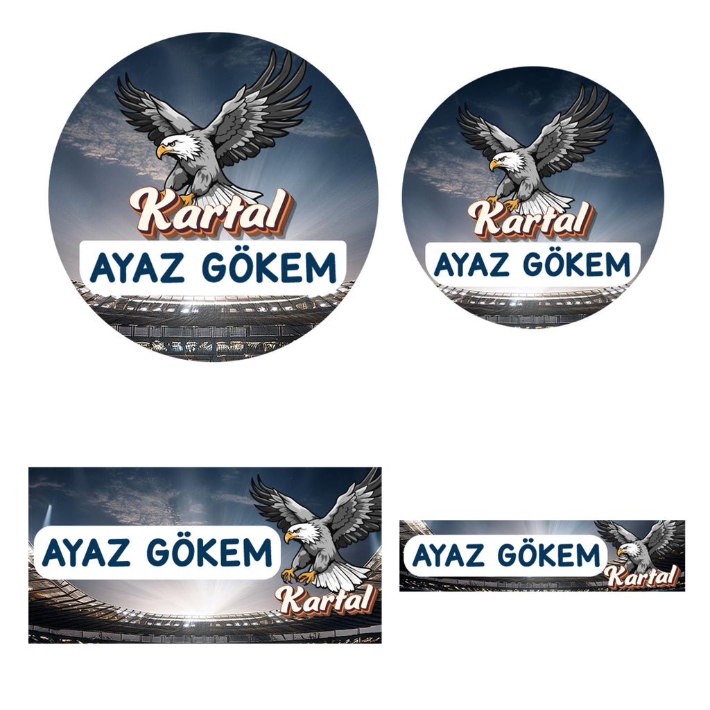 214 Adet Kartal Temalı Kişiye Özel İsimli Okul Etiketi