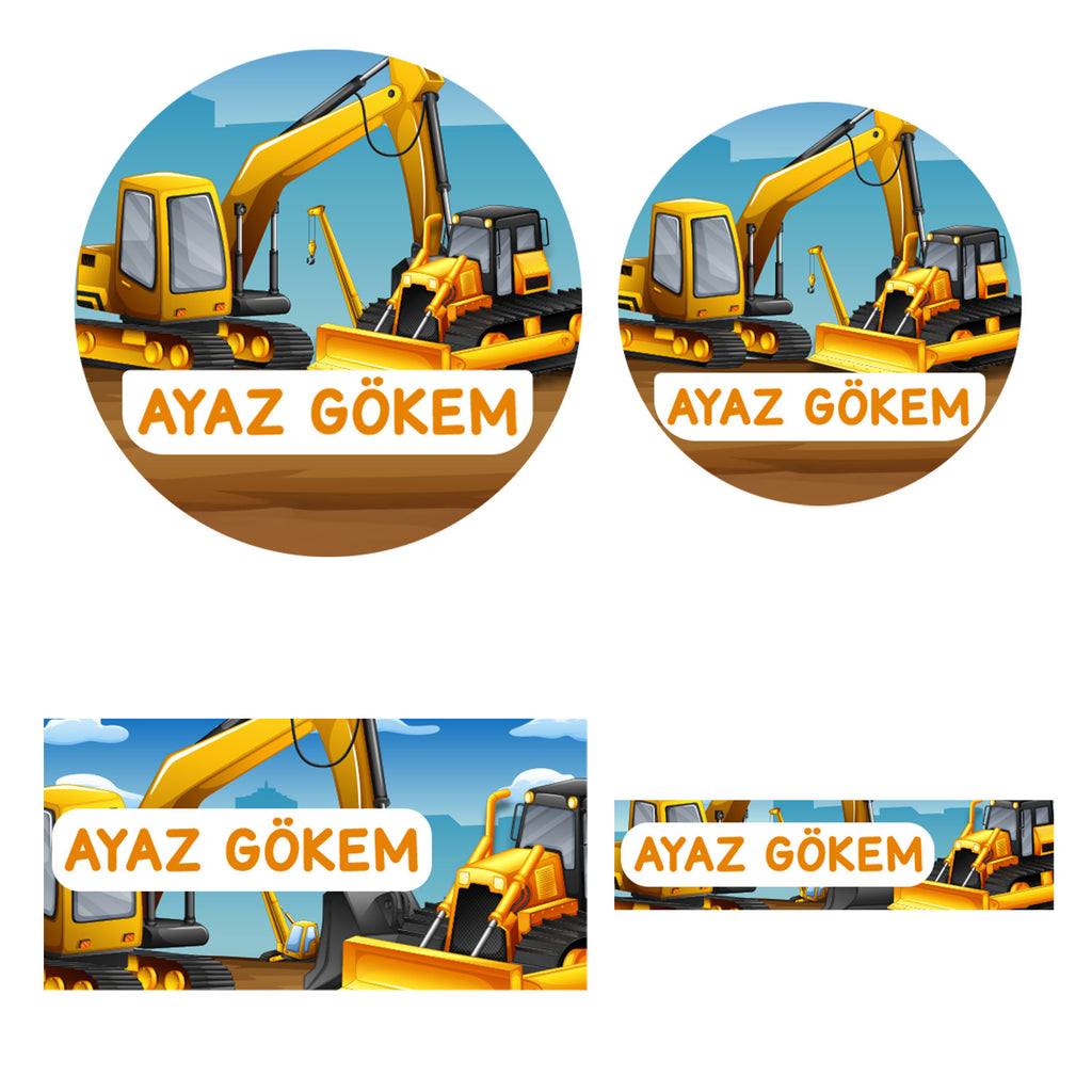 214 Adet Kepçe Temalı Kişiye Özel İsimli Okul Etiketi
