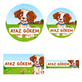 214 Adet Köpek Temalı Kişiye Özel İsimli Okul Etiketi