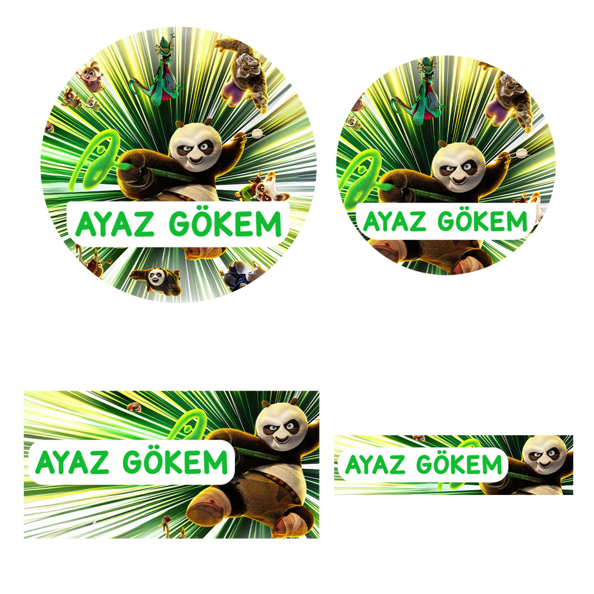 214 Adet Sevimli Panda Temalı Kişiye Özel İsimli Okul Etiketi