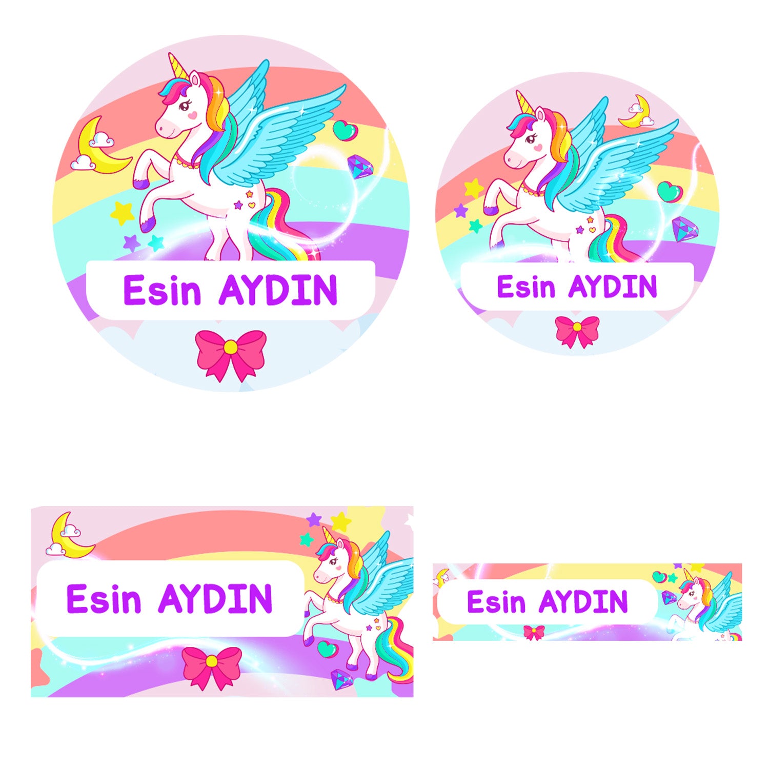 214 Adet Unicorn Tasarımlı Kişiye Özel İsimli Okul Etiketi