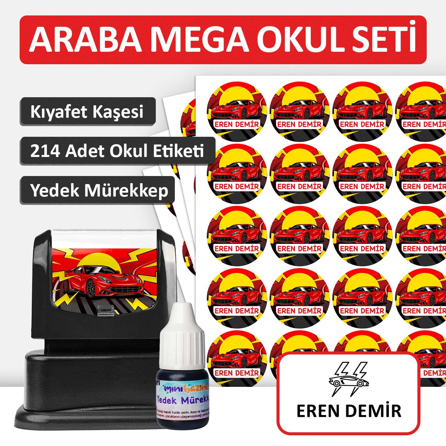 Araba Tasarımlı Mega Okul Seti