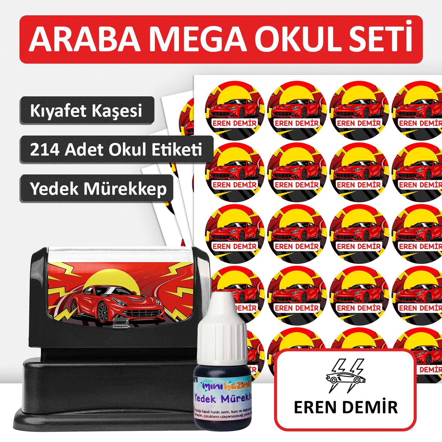 Araba Tasarımlı Mega Okul Seti
