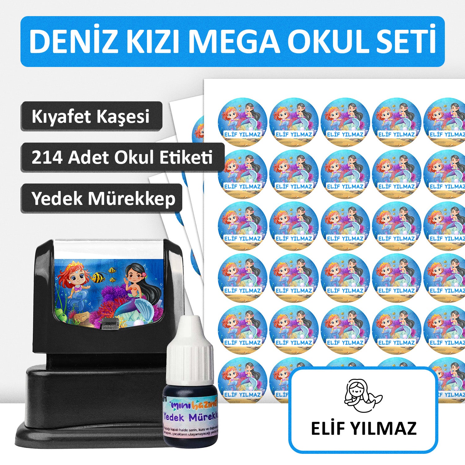 Deniz Kızı Tasarımlı Mega Okul Seti