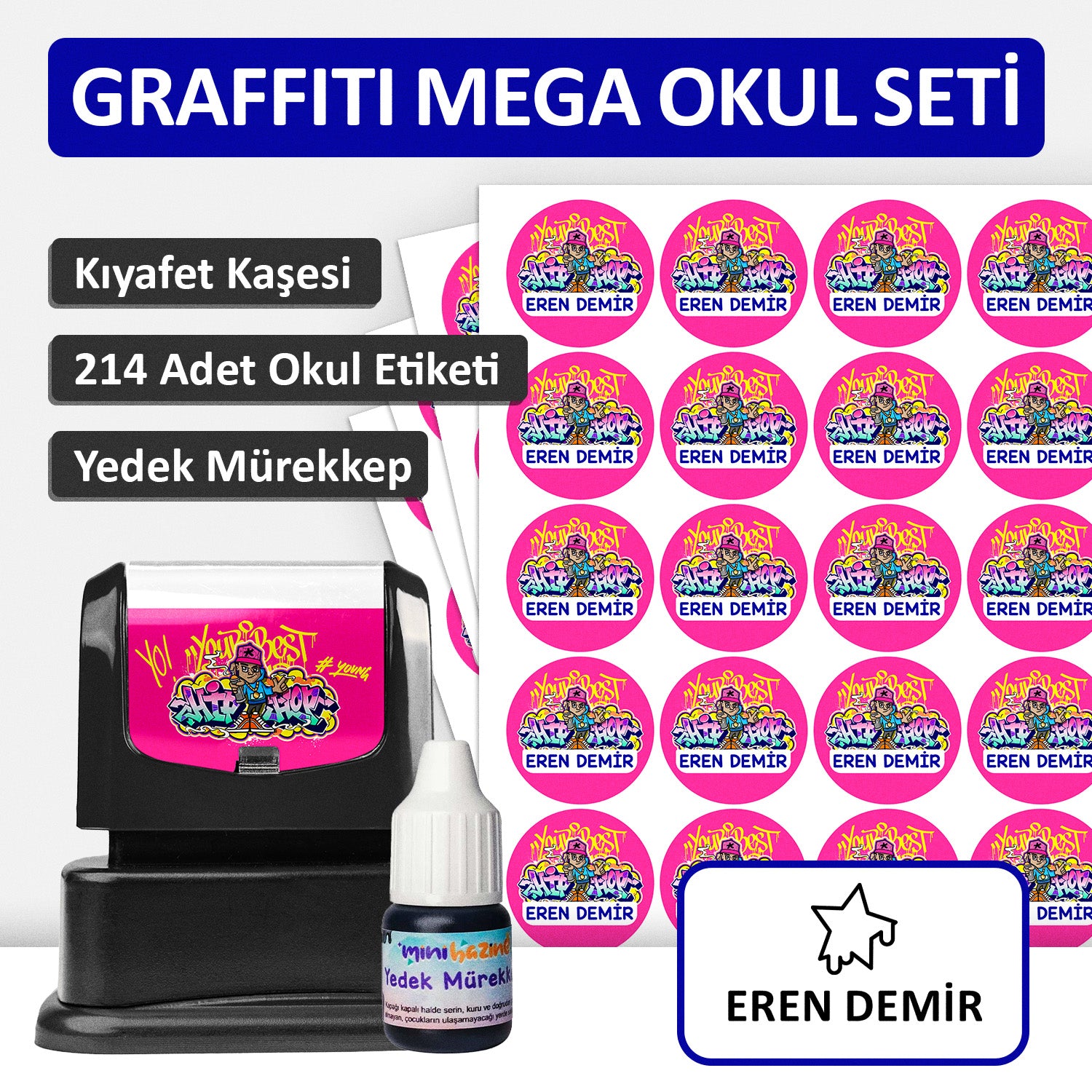 Graffiti Tasarımlı Mega Okul Seti