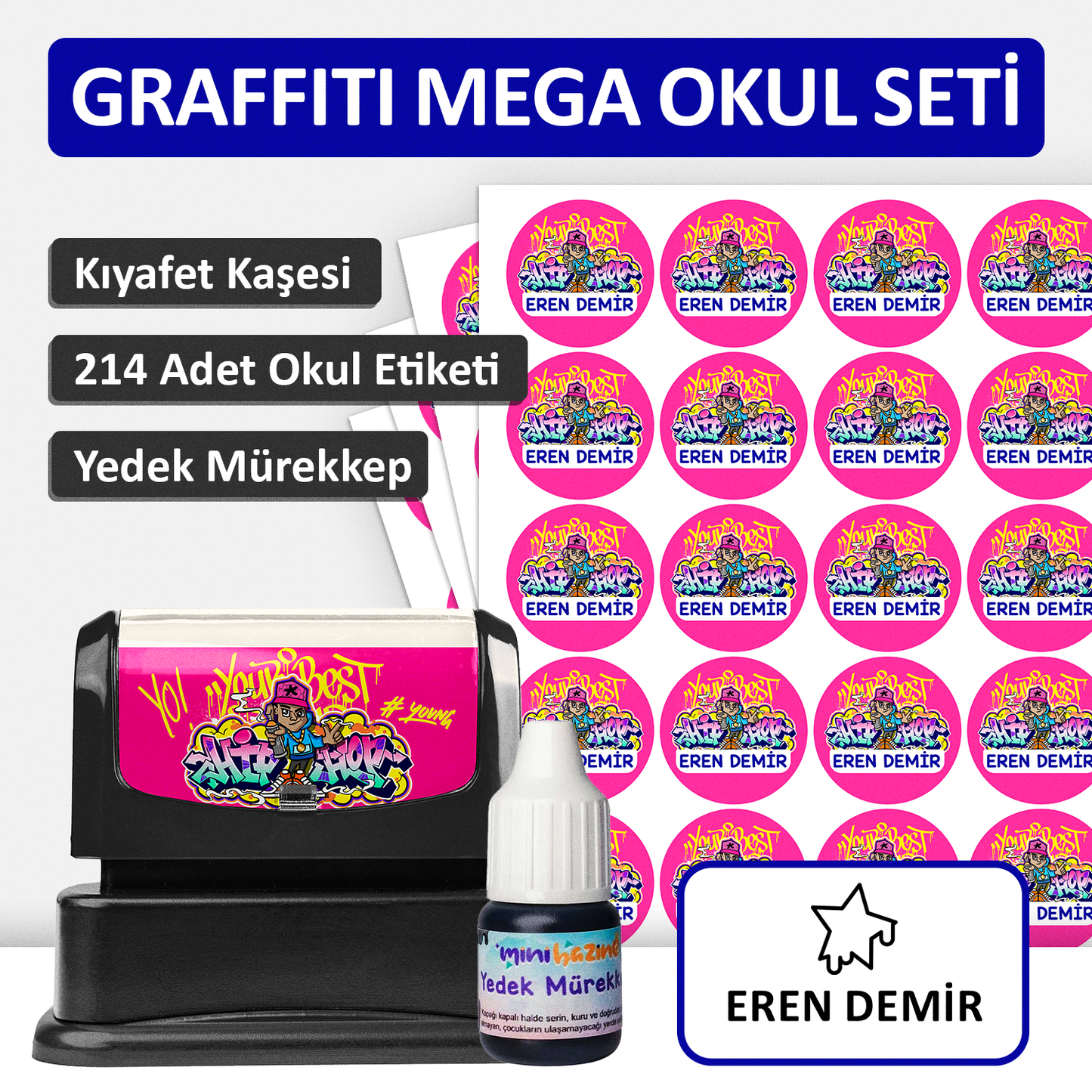 Graffiti Tasarımlı Mega Okul Seti