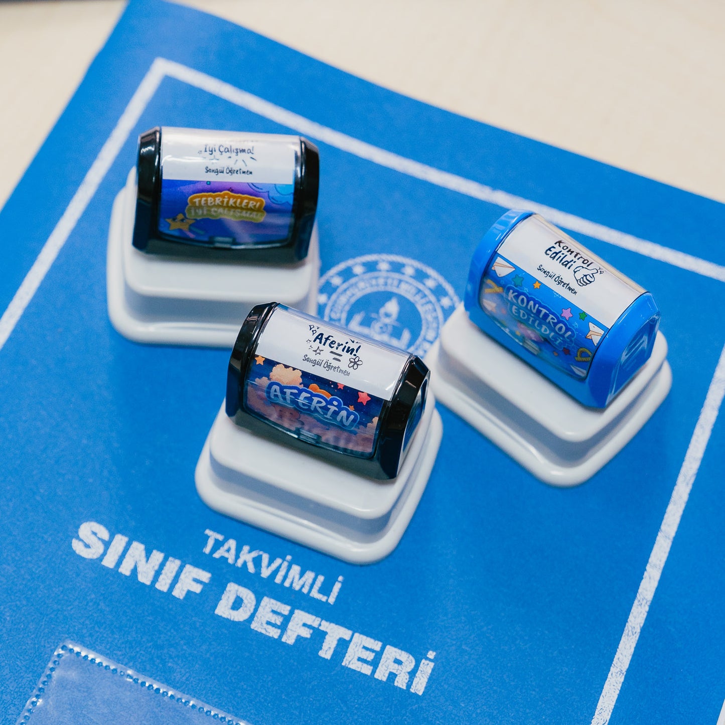 Öğretmen Kaşesi Seti - Kontrol Edildi + Aferin + Tebrikler İyi Çalışma