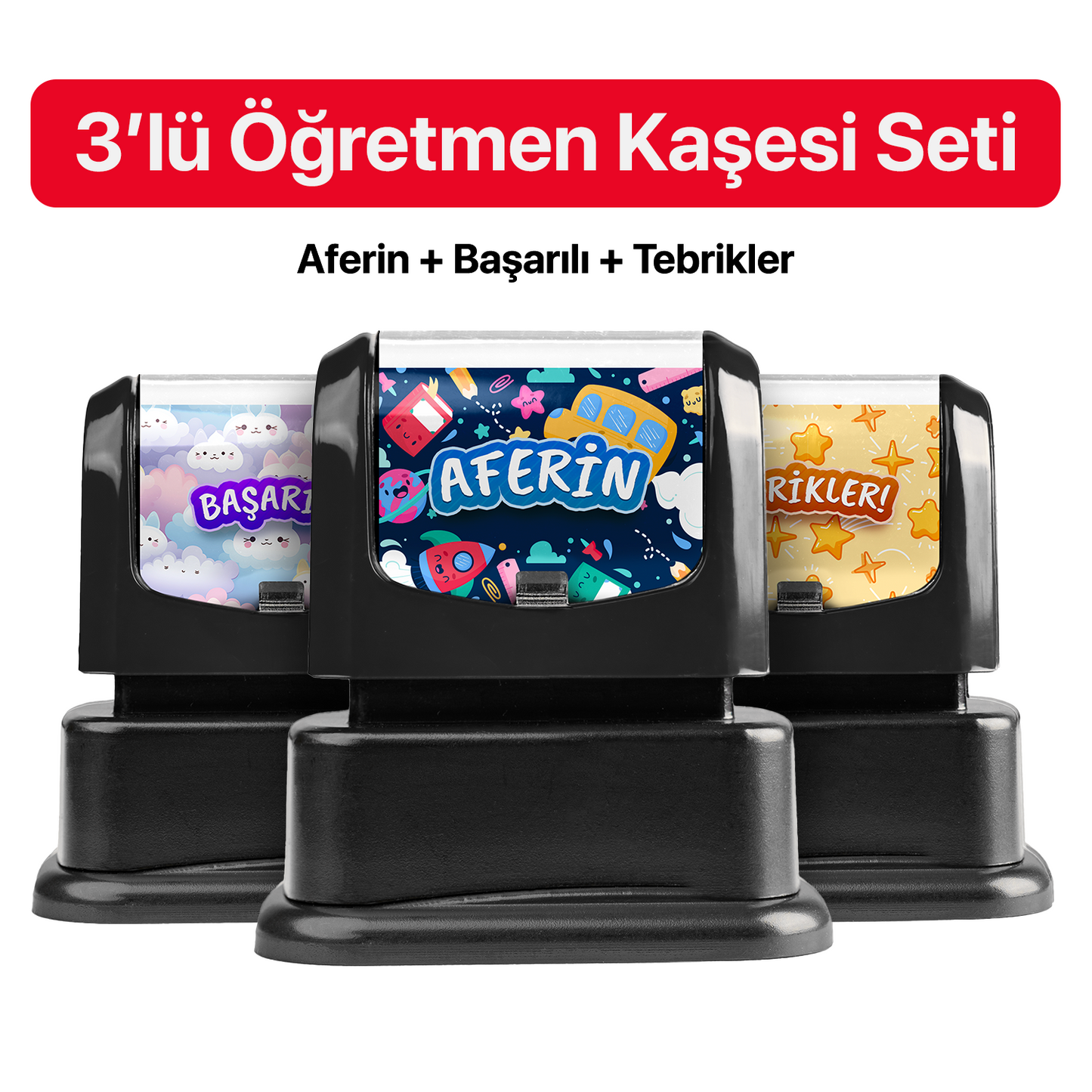 Öğretmen Kaşesi Seti - Aferin + Başarılı + Tebrikler