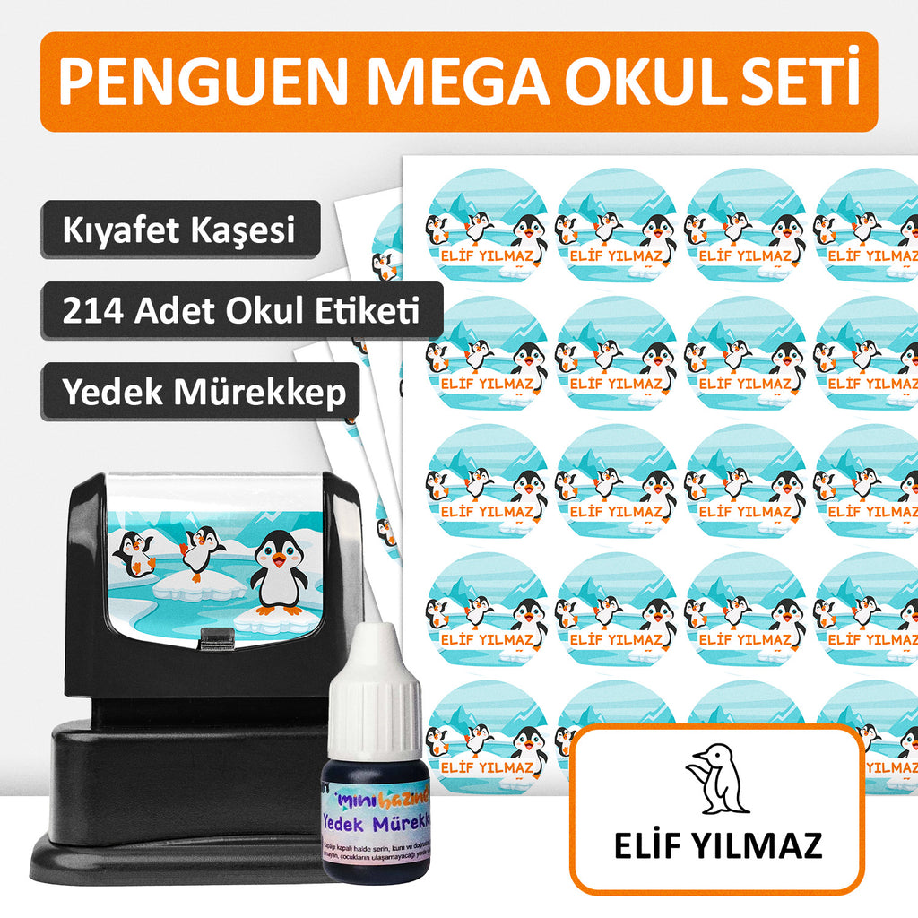 Penguen Tasarımlı Mega Okul Seti