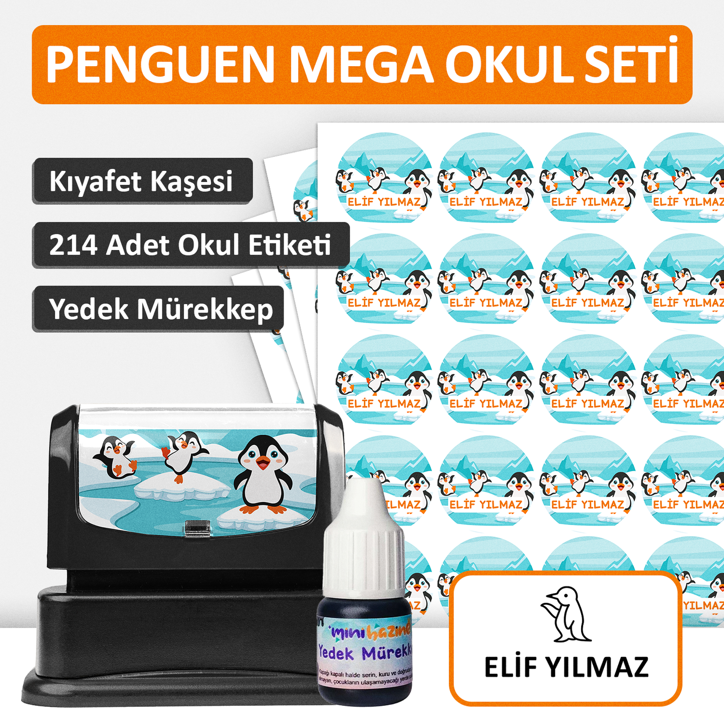Penguen Tasarımlı Mega Okul Seti