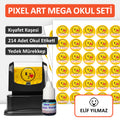 Pixel Art Tasarımlı Mega Okul Seti