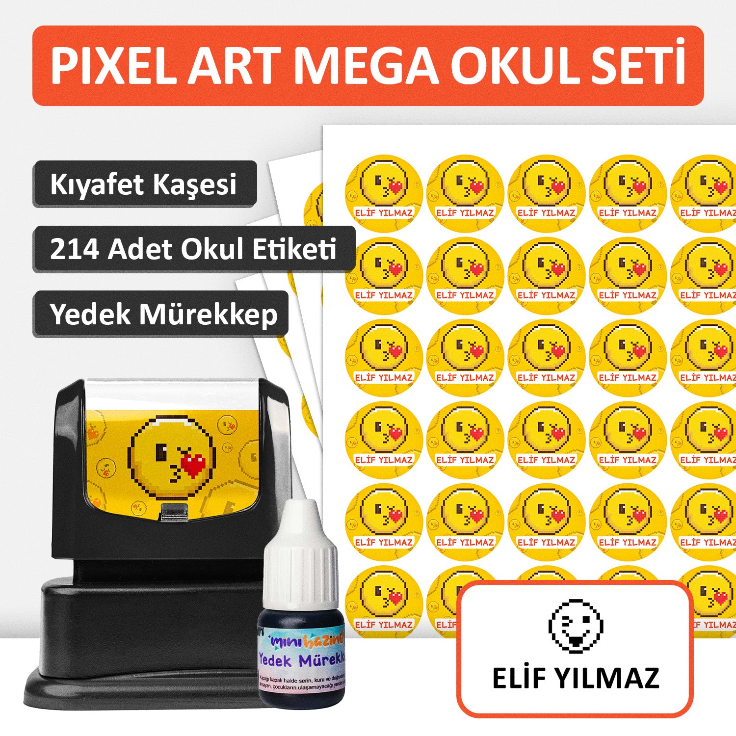 Pixel Art Tasarımlı Mega Okul Seti