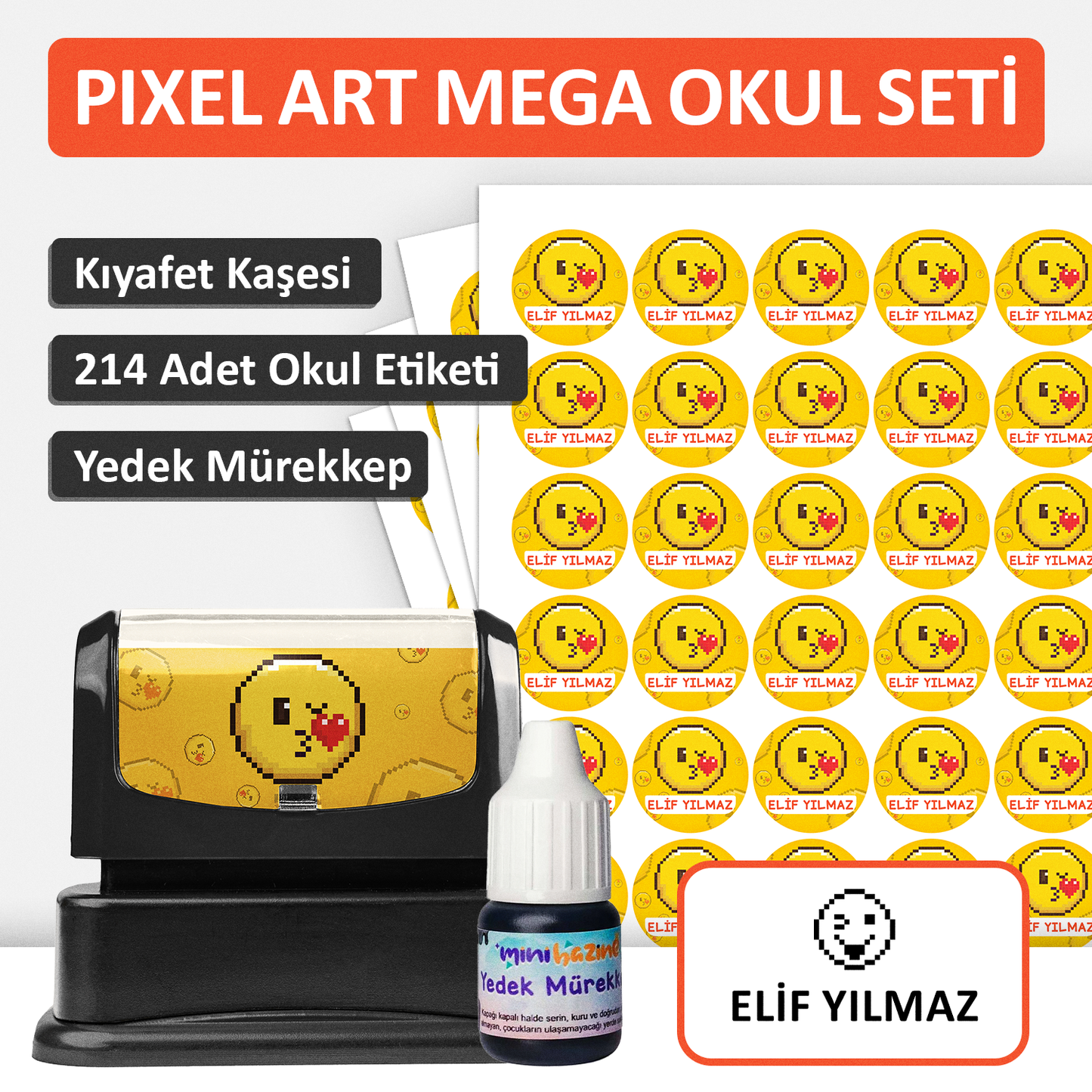 Pixel Art Tasarımlı Mega Okul Seti