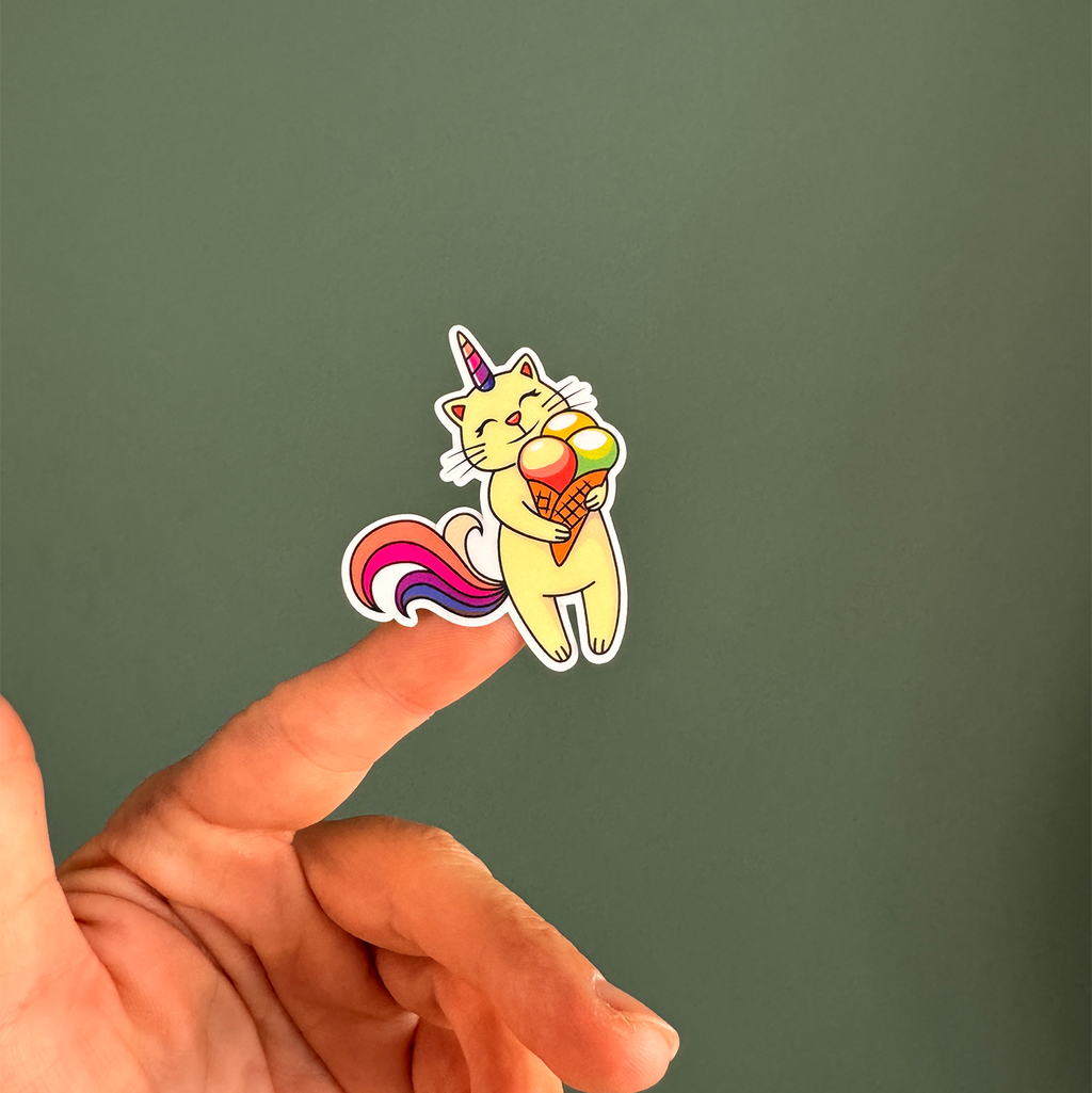 Unicorn Kedi Tasarımlı Dekoratif Etiket Seti