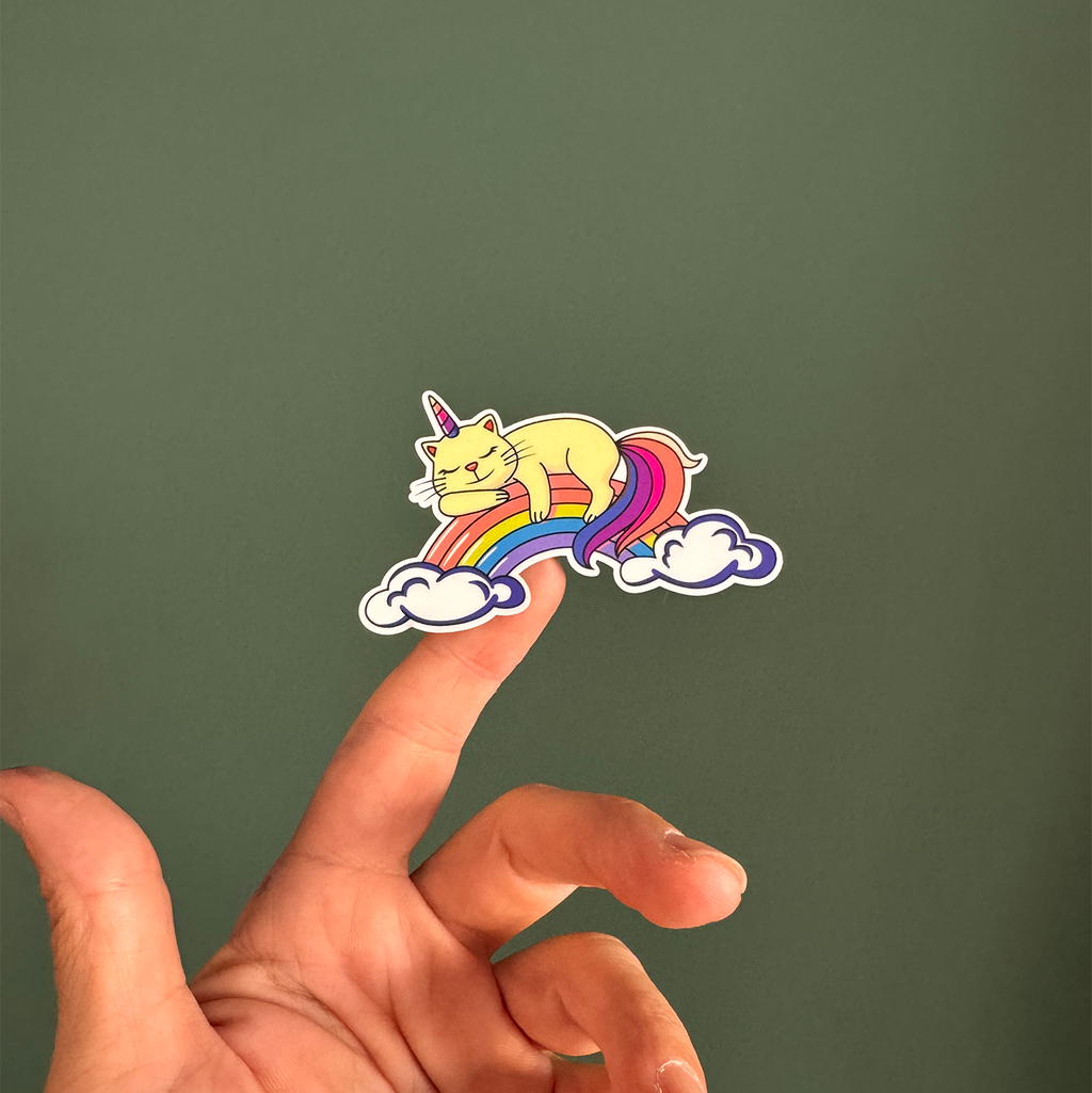 Unicorn Kedi Tasarımlı Dekoratif Etiket Seti