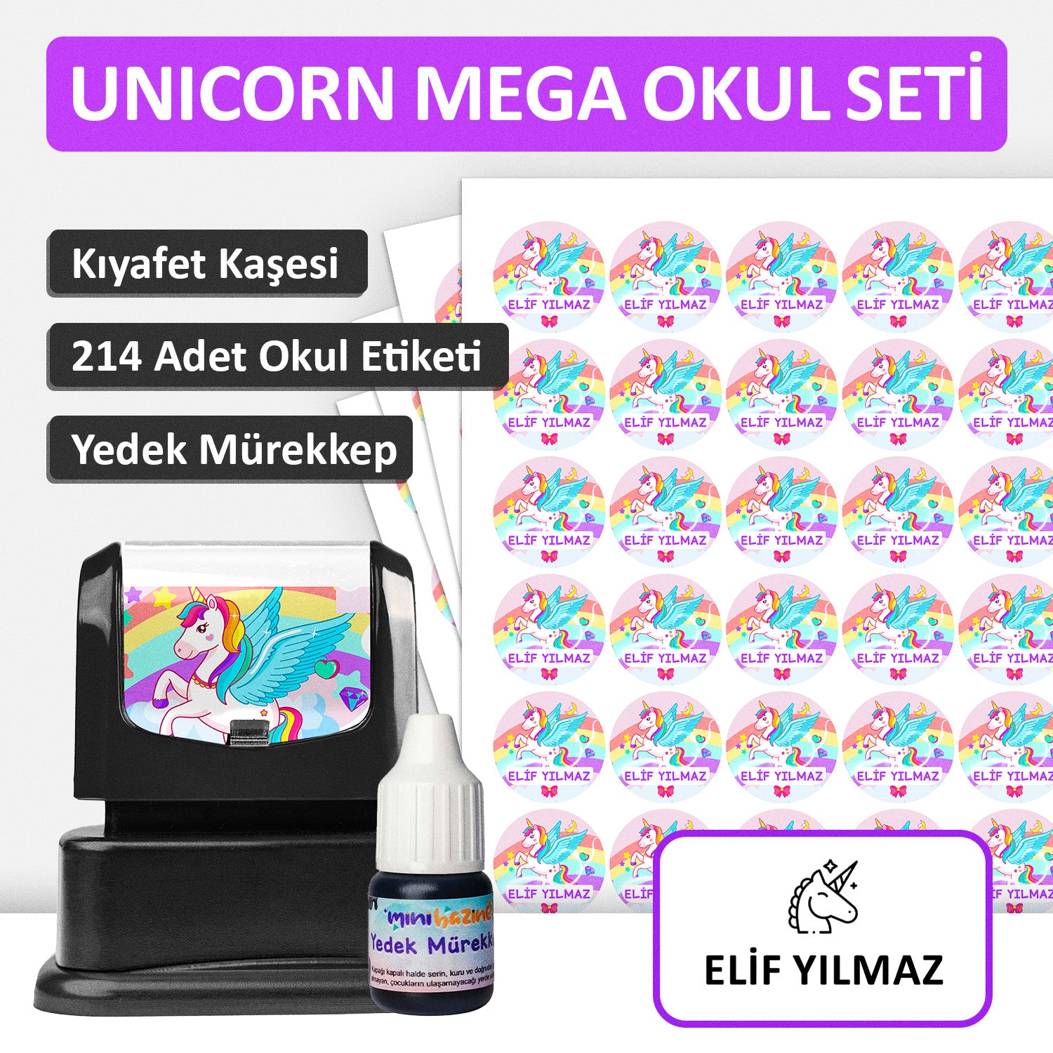 Unicorn Tasarımlı Mega Okul Seti