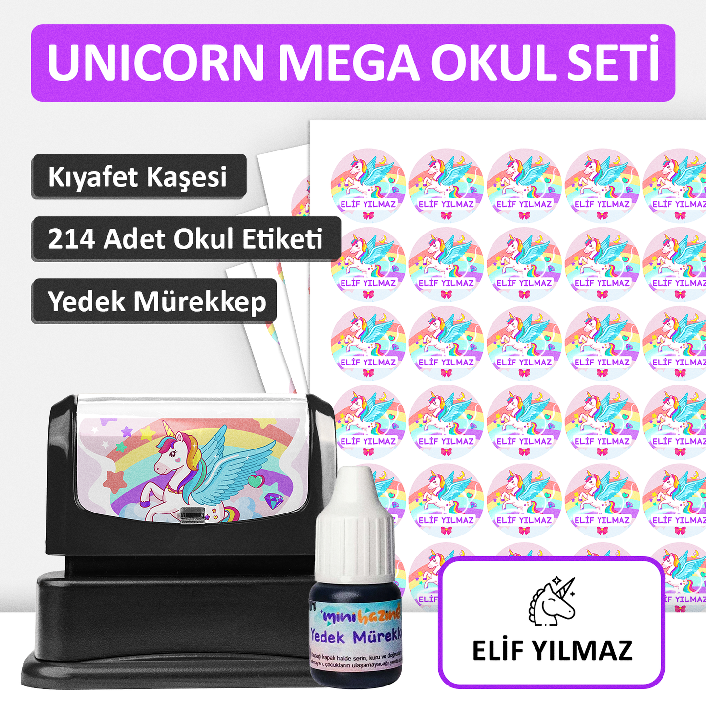 Unicorn Tasarımlı Mega Okul Seti